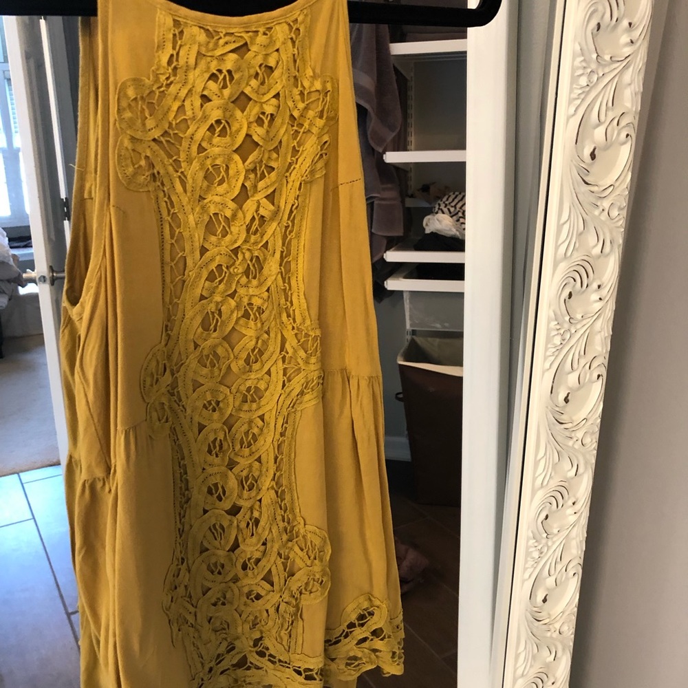 Mustard yellow lace tank top